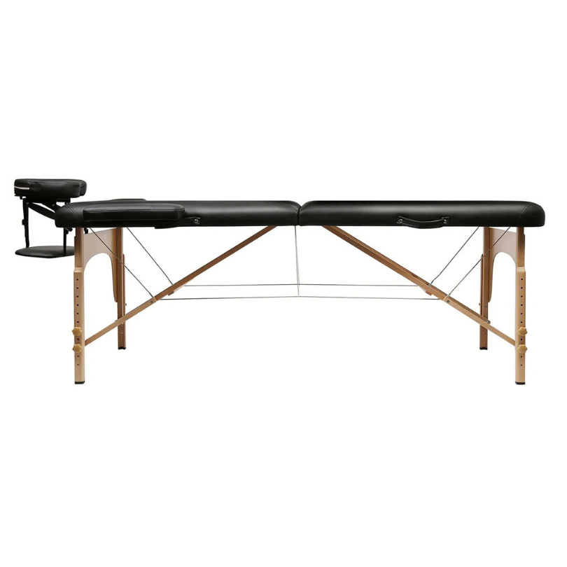 Naipo hordozható masszázságy fa lábakkal fekete színben - Image 4