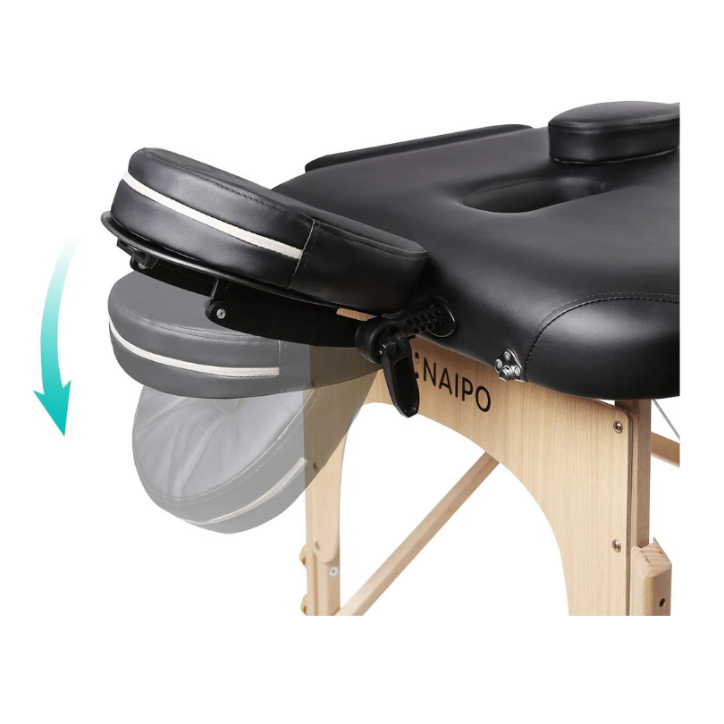 Naipo hordozható masszázságy fa lábakkal fekete színben - Image 3