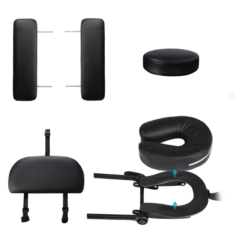 Naipo hordozható masszázságy fa lábakkal fekete színben - Image 8