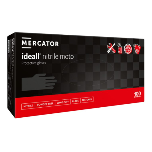 Ideall nitrile moto, hosszúszárú kesztyű 100db/doboz (fekete)