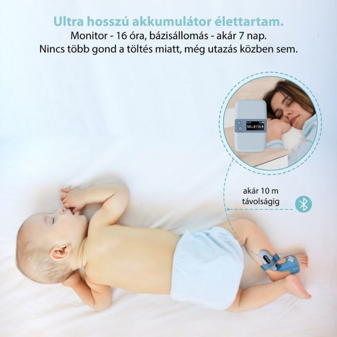 Viatom Baby O2 S2 Légzésfigyelő készülék külső állomással (véroxigénszint, pulzus, mozgás) - Image 5