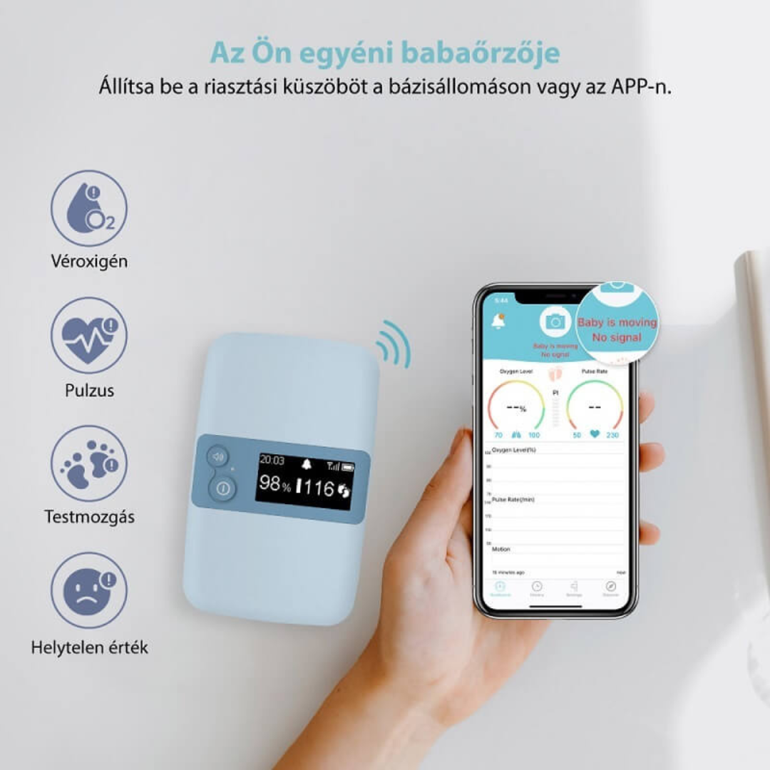 Viatom Baby O2 S2 Légzésfigyelő készülék külső állomással (véroxigénszint, pulzus, mozgás) - Image 3