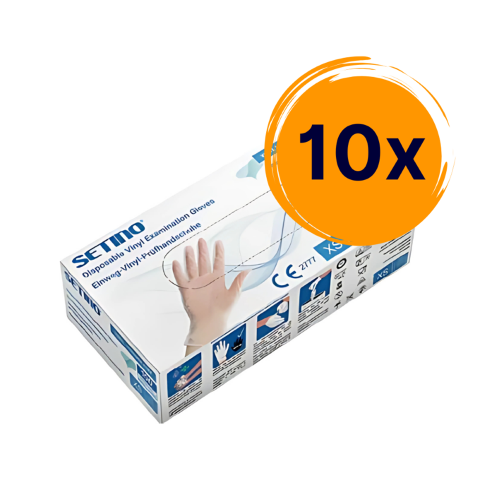 10x Setino vinyl védőkesztyű (fehér)