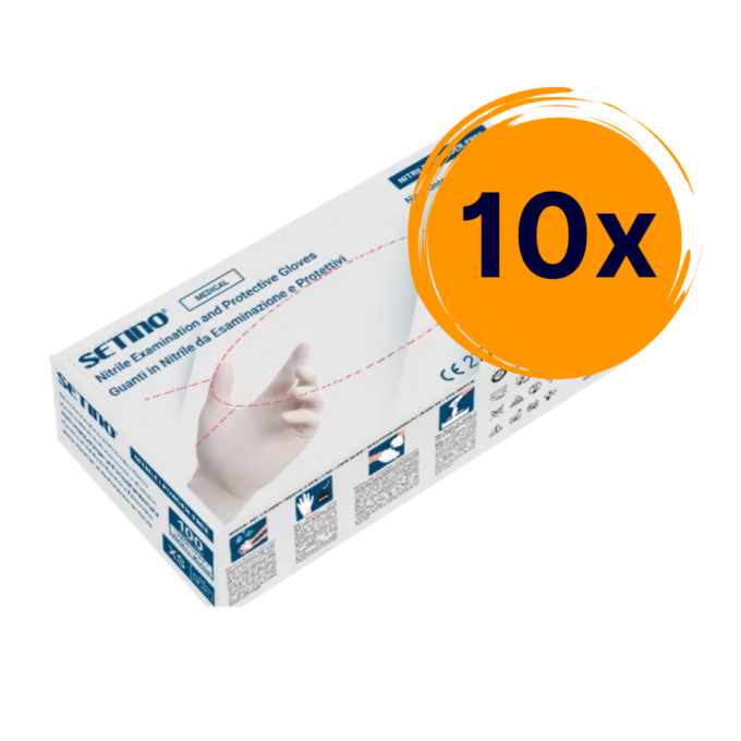 10x setino nitril vizsgálókesztyű fehér